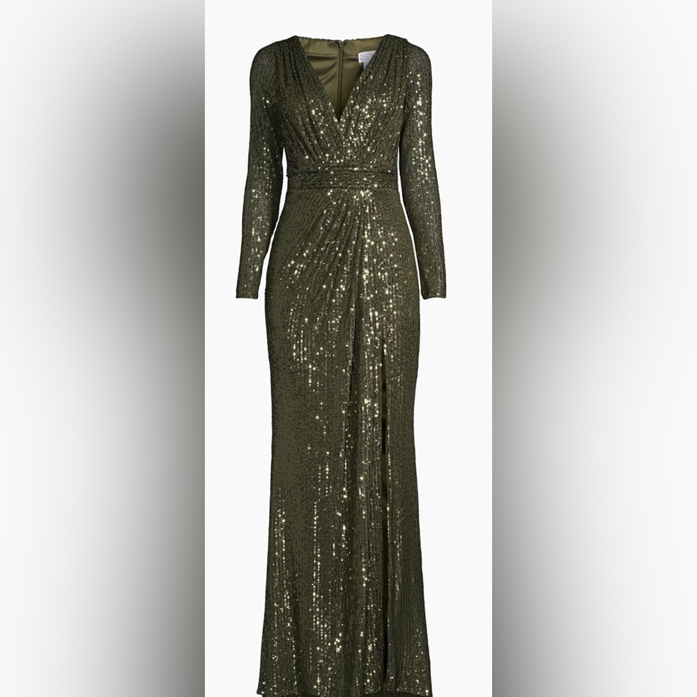 Ieena for Mac Duggal Green Sequin Dress